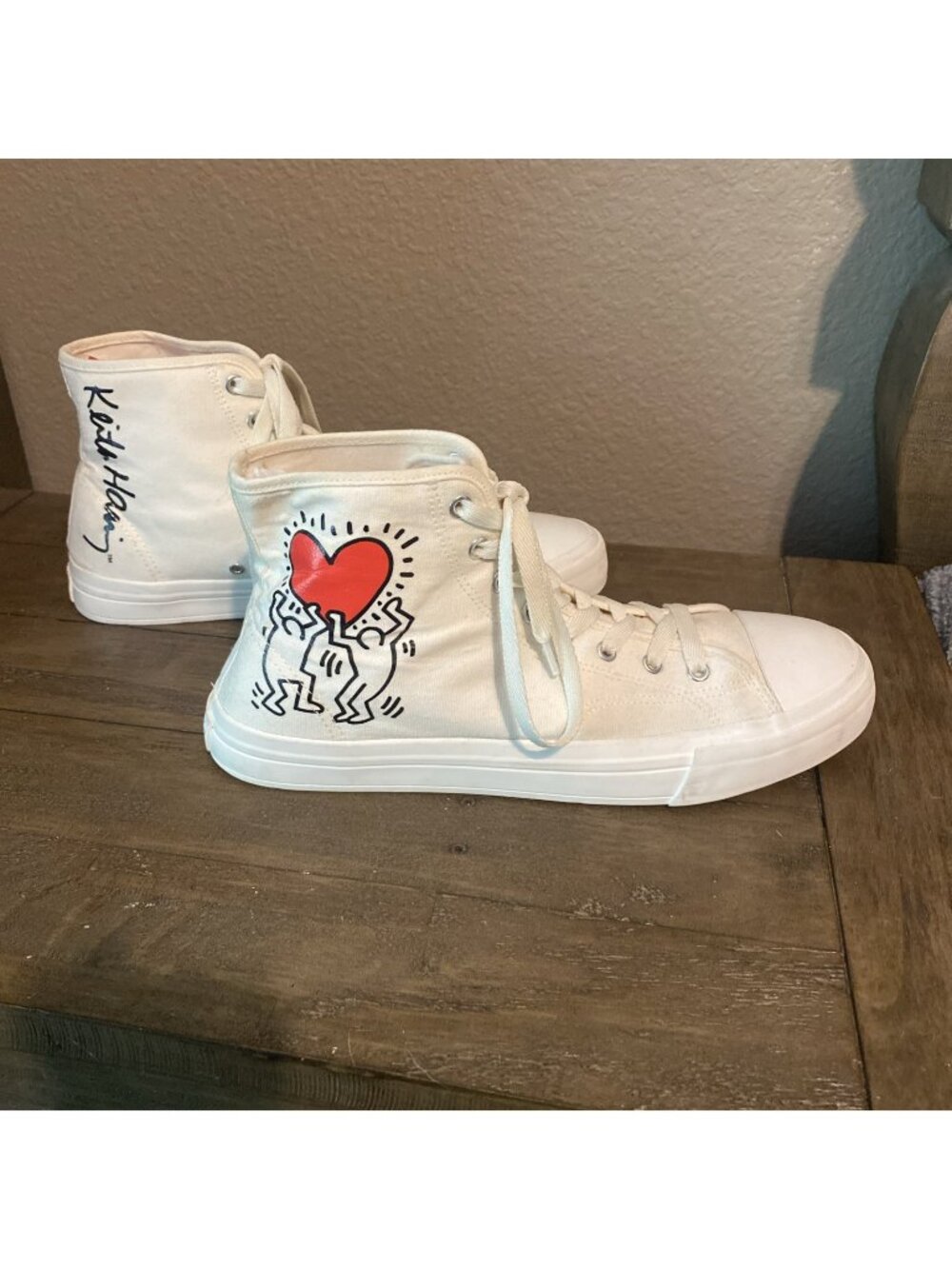 H&M X Keith Haring  High top Sneakers 11.5 White Streetwear Art To Wear Wht